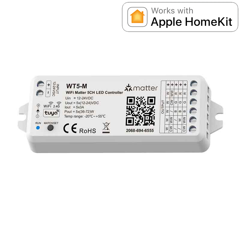 WT5-M WiFi RGBCCT LED Controller Support Tuya APP Apple Home Amazon Alexa